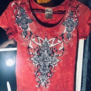 Buckle type shirt with cross. Bling Bling Bling